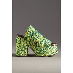 Farm Rio Braided Raffia Platform Slide Sandals 41/10